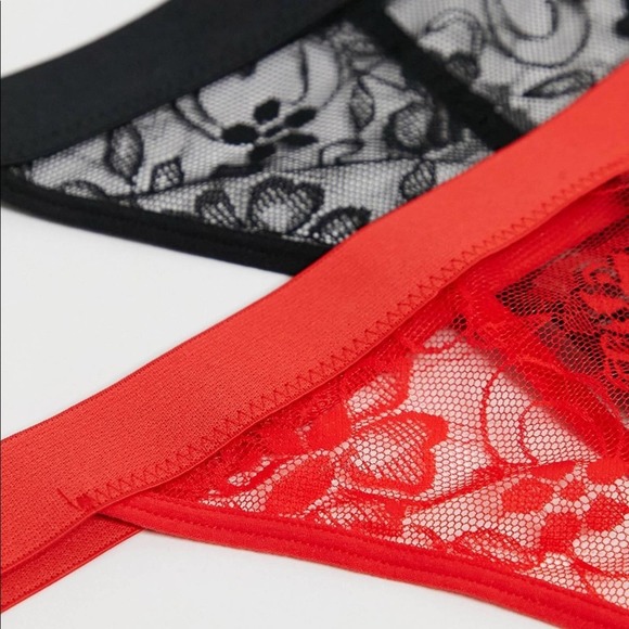 Tutti Rouge 2 pack Lace String Thong Black/Red S - Picture 3 of 4